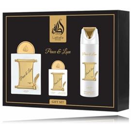 Lattafa Pride Peace & Love lahjapakkaus, EdP 100 ml + EdP 20 ml + deodorant spray 200 ml