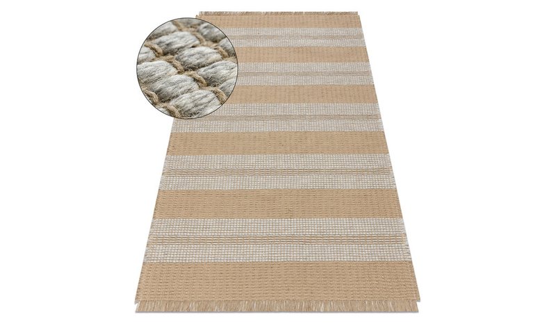 Matto JUTE 3734 beige / harmaa raidat – kuva 1/2