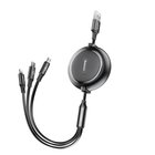 Baseus Golden Loop 3in1 extendable cable USB - micro USB / Lightning / USB-C 3.5A 35cm - 120cm black (CAMLT-JH01)