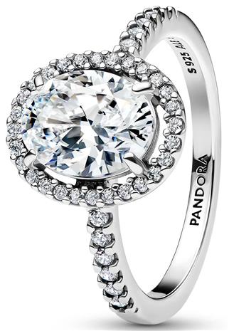 Pandora Oval Sparkling Halo Statement sormus 193777C01