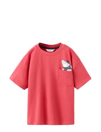 Mango Cotton Printed T-Shirt - Coral - 5-6