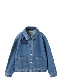 Mango Denim Jacket With Flower Detail - Blue - 13-14