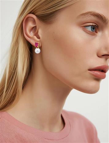 Dyrberg/Kern Emo Sg Rose / White Pearl - Gold - ONE SIZE