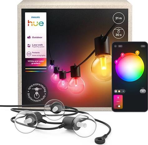 Philips Hue Festavia Globe, valosarja ulkokäyttöön, 21 m