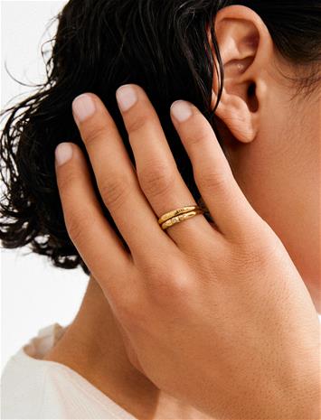 Pilgrim Fire Rings 2-In-1 Set, Gold-Plated - Gold - ONE SIZE