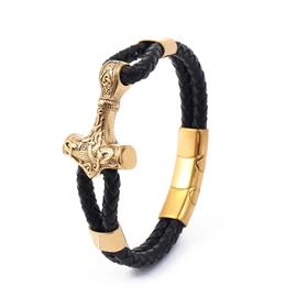 Lykken Viking kullanvärinen teräsrannekoru Mjölnir 21cm