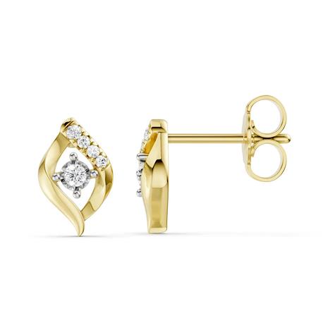 Lykken Elegance kultaiset timanttikorvakorut 9.5 mm
