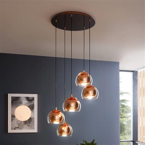 EGLO ROCAMAR 1 CLUSTER E27 5L COPPER/CLEAR