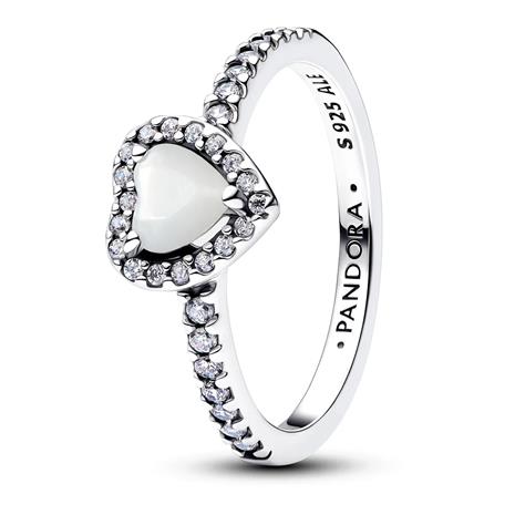 Pandora Elevated White Heart sormus 198421C11