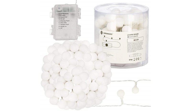 Valosarja paristoilla, 50 LED, lämmin valkoinen