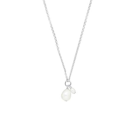 Lykken Pearls hopeinen kaksois helmikaulakoru 45 cm