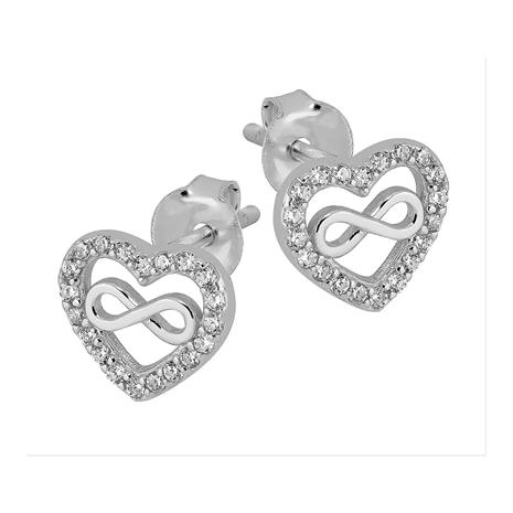 Lykken Hearts hopeiset infinity sydänkorvakorut 7 mm