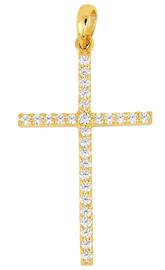 Lykken Crosses kultainen ristiriipus zirkonioilla 28 x 16 mm