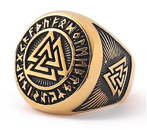 Lykken Viking Valknut kullanvärinen terässormus 21.5 mm