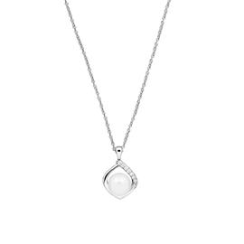 Lykken Pearls hopeinen helmikaulakoru zirkonia 45 cm