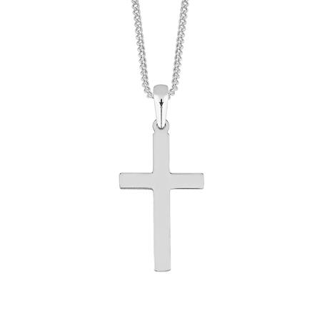 Lykken Crosses hopeinen ristikaulakoru 29 mm x 50 cm
