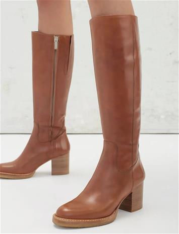 ANGULUS Bootie - Block Heel - With Zippe - Brown - 41