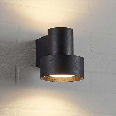 Lucande LED-ulkoseinälamppu Elune, mattamusta, ylös/alas