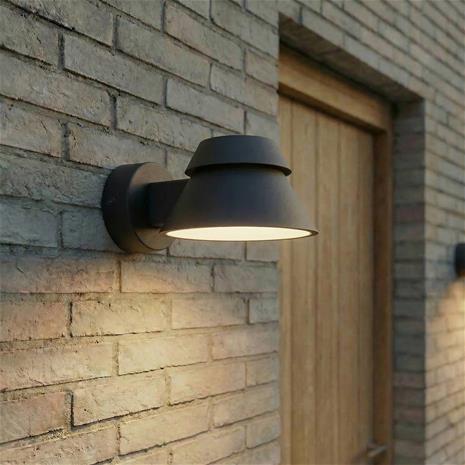 Lucande LED-ulkoseinävalaisin Moena, musta, metalli, IP44