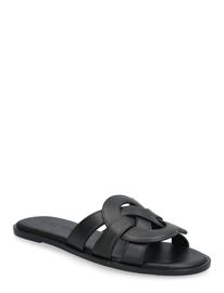 Coach Lena Leather Slide Sandal - Black - 40.5