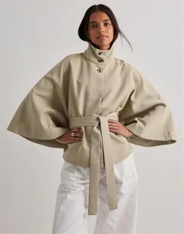 Pieces - Beige - Pcberit Cape Jacket W. Belt – kuva 1/1