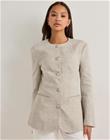 Malina - Beige - Carol Fitted Round Neck Linen