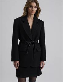 Malina Elodie Drawstring Boucle Blazer - Black - XL