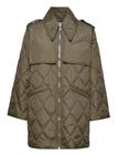 GANNI Ripstop Quilt Midi Jacket - Khaki green - 42