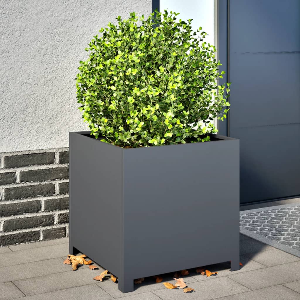 vidaXL Puutarhakukkalaatikko antrasiitti 50x50x50 cm teräs