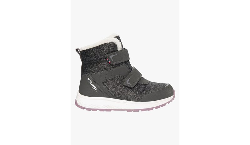 Viking Equip Glitter 2V WP Talvikengät, Charcoal/Dusty Pink, 29
