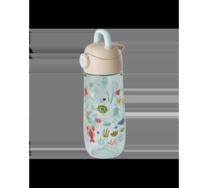 Rice - Plastic Kids Drinking Bottle with Blue Ocean Print - Blue - 550 ml