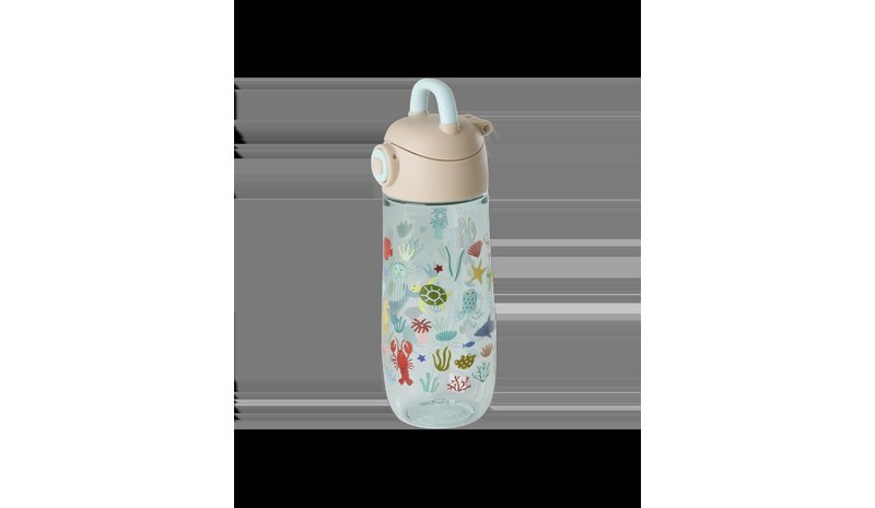 Rice - Plastic Kids Drinking Bottle with Blue Ocean Print - Blue - 550 ml