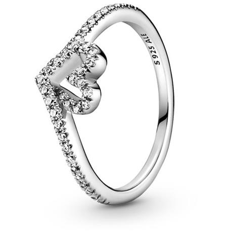 Pandora sormus Stackable Sparkling Wishbone Heart 199302C01
