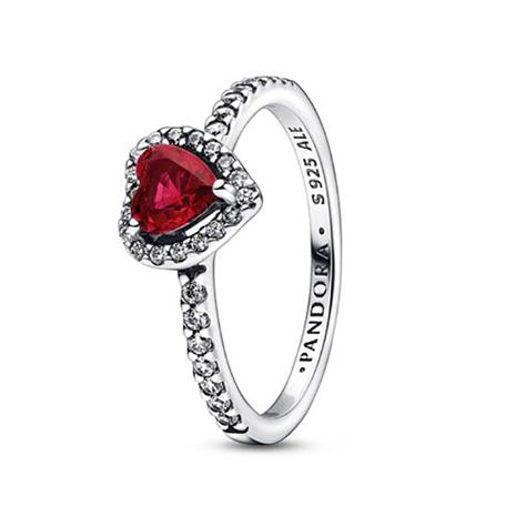 Pandora Timeless Ring Non-stackable Sparkling Red Elevated Heart sormus 198421C02-52