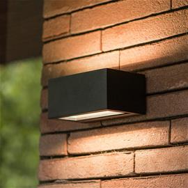 GEMINI-LED-ulkoseinävalaisin, musta, 14 cm, IP54, ylös/alas