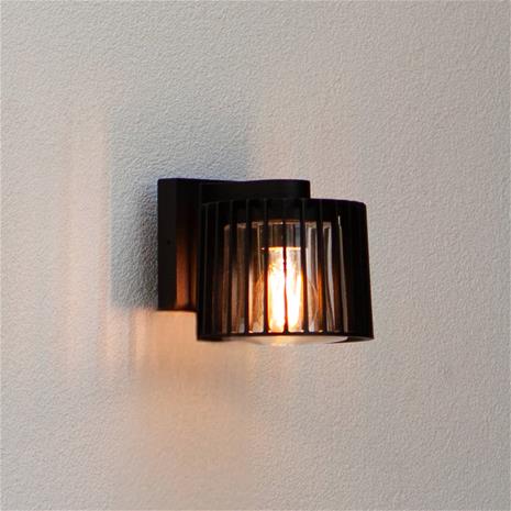 SHYNE-ulkoseinävalaisin, musta, 19 cm, metalli, IP54, E27 – kuva 1/2