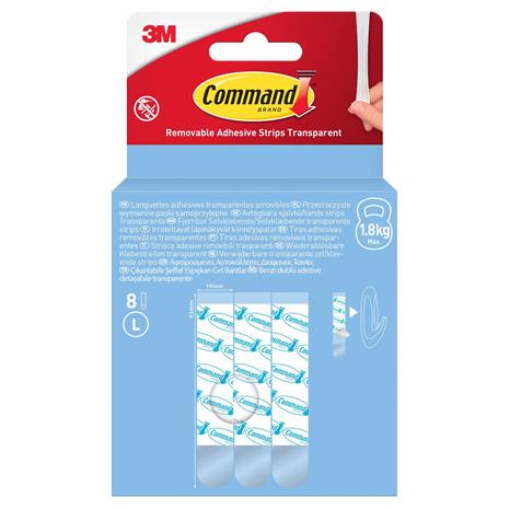 Command kiinnityspalat L, läpinäkyvä, 1,8 kg, 8 kpl