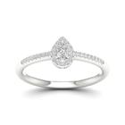 Lykken Elegance LYWG25288 valkokultainen pisaranmuotoinen halo-timanttisormus 0,20 ct