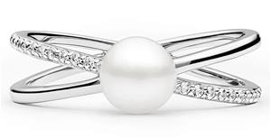 Lykken Pearls LYS24329 zirkonia-helmihopeasormus