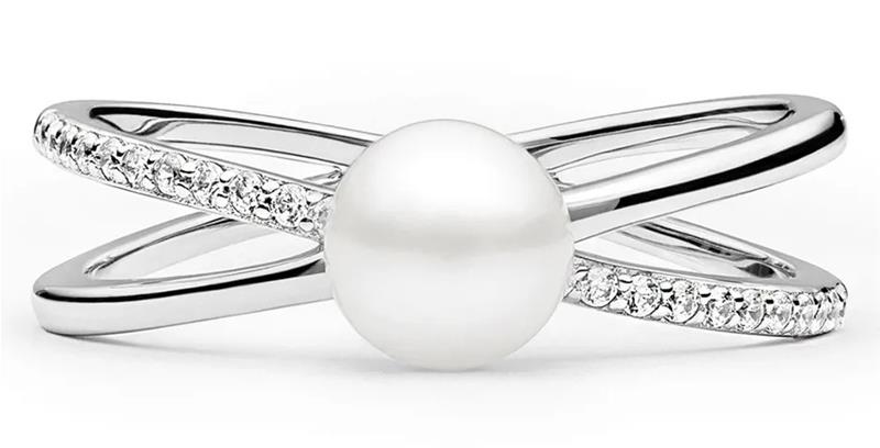 Lykken Pearls LYS24329 zirkonia-helmihopeasormus