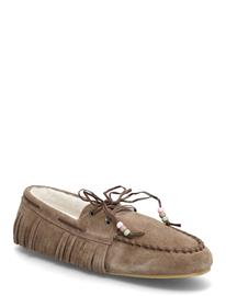 Mango Shearling Leather Moccasins Aamutossut Sisäkengät Brown Mango