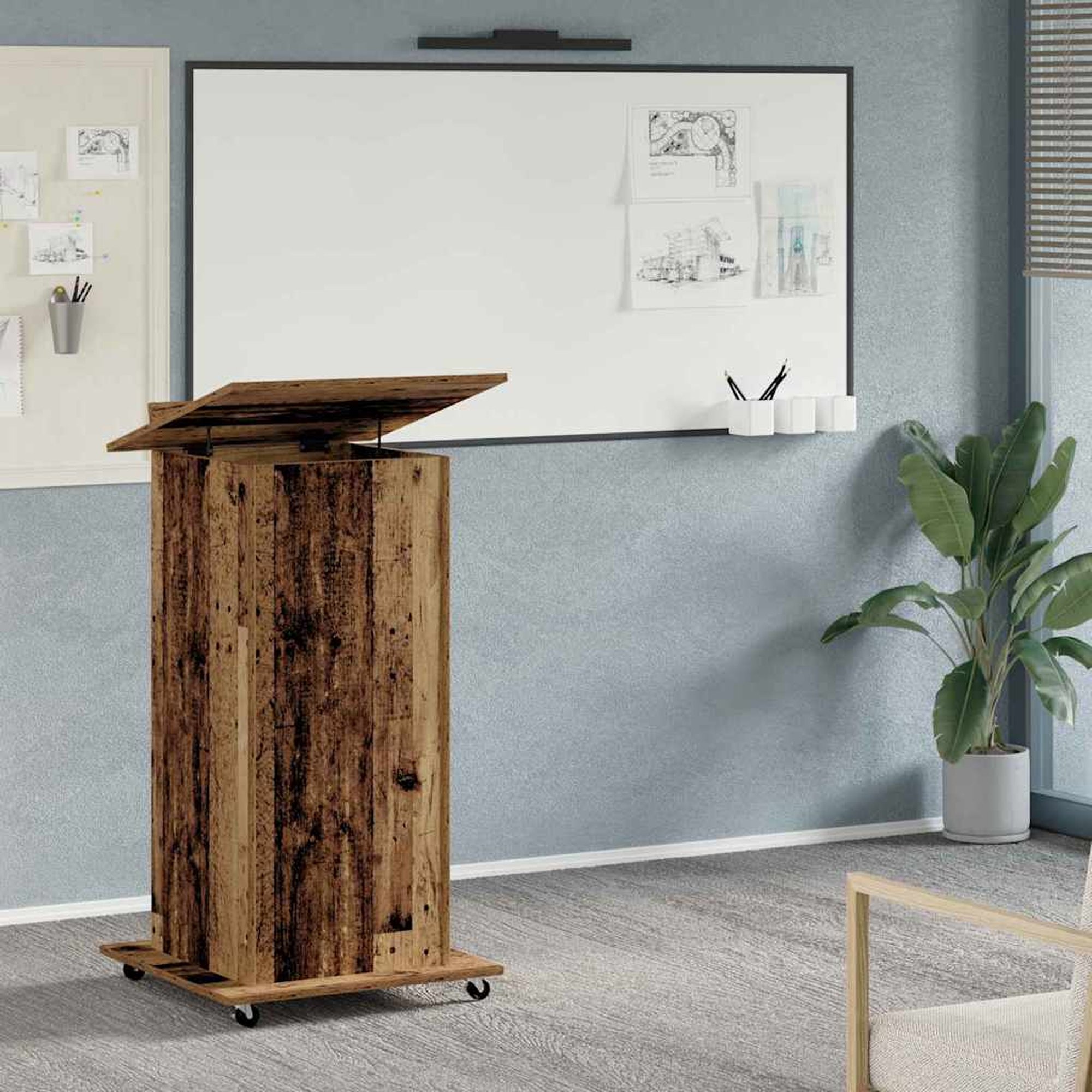 vidaXL Podium Vanha puu Tekninen puu 55 x 55 x 107 cm