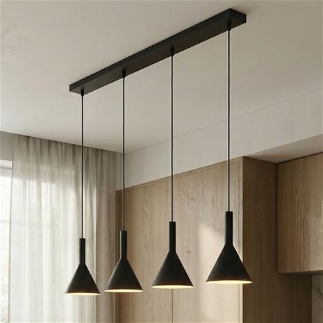 Arcchio Tadej -riippuvalo 4-lamp., musta-valk.