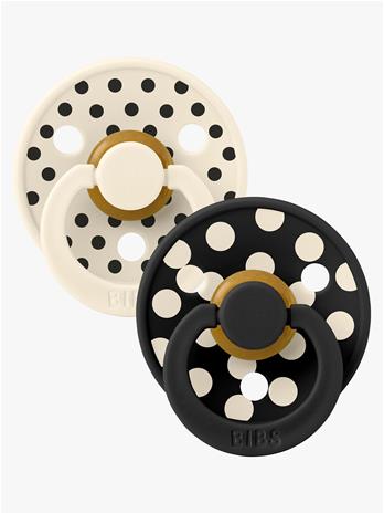 BIBS - Pacifier Studio Colour 2 PACK Polka Latex - Ivory/Black - Size 2