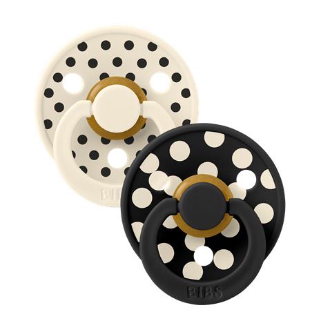 BIBS - Pacifier Studio Colour 2 PACK Polka Latex - Ivory/Black - Size 2