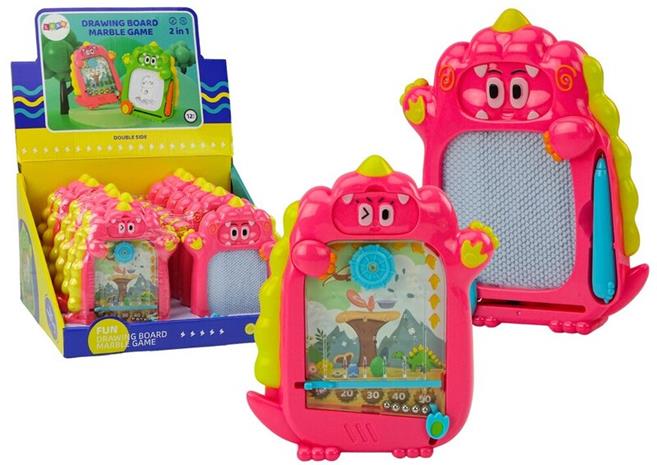 Taskupeli ja piirustustaulu 2in1 Dinosaurus, vaaleanpunainen, 1 kpl.