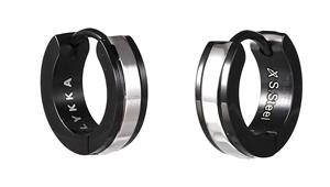 Lykken Strong musta/hopea 13,4 mm teräskorvakorut