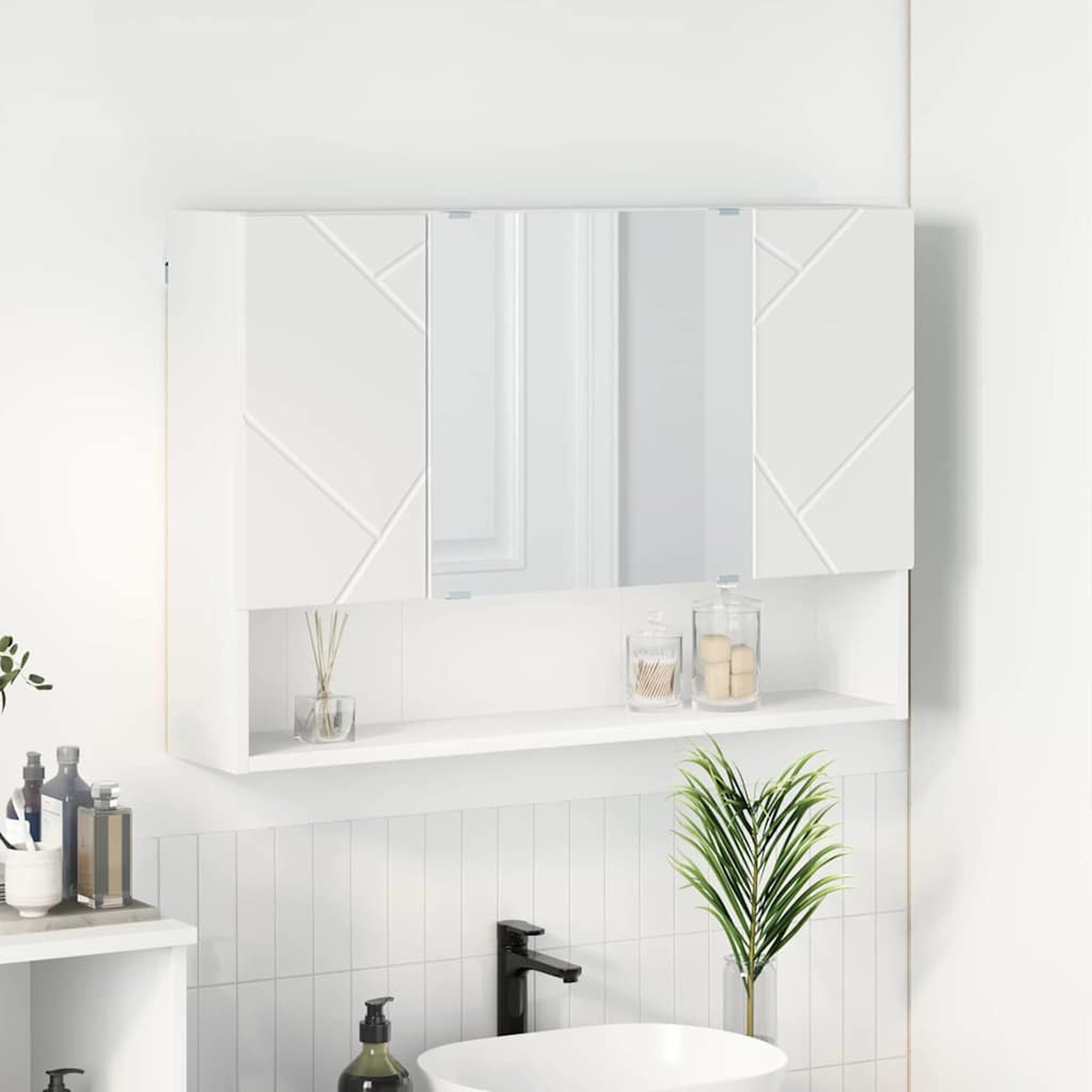 vidaXL Peilikaappi Valkoinen 80 x 17 x 55 cm Tekninen puu
