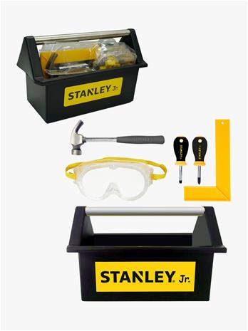 Open Toolbox + 5 pc Toolset Hammer Screwdriver Philips Screwdriver Flat Square Safety Goggle Open Toolbox