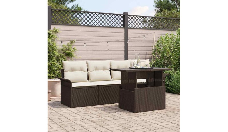 vidaXL Puutarhasohva Setti tyynyllä 5 pcs Ruskea Poly Rattan